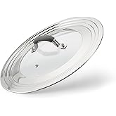 WishDirect Universal Pans Pots Lid Cover Fit All 8.25 Inch to 12 Inch Pots/Pans/Woks Stainless Steel and Glass Lid with Heat Resistant Knob, Gray