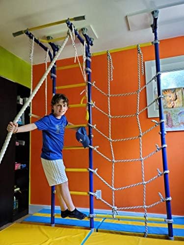 KARUSEL R3 Children's Indoor Home Gym Swedish Wall Playground Set Gymnastic Ladder Horizontal bar Moving Gymnastic Rings Trapeze Climbing Rope Hole Snake Basketball Swing Gyms Climber