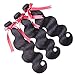 Brazilian Body Wave Human Hair 3 Bundles with Closure Free Part (10 12 14 +10 Closure) 100% Unprocessed Virgin Human Hair extensions With body wave Lace Closure Natural Black
