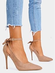 Fashare Womens High Heels Pointed Toe Bowtie Back