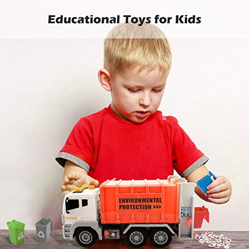 RACPNEL Garbage Truck Toy, Waste Management Recycling Truck Toy with 4