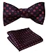 SetSense Men's Floral Jacquard Wedding Party Self Bow Tie Pocket Square Set Red/Blue