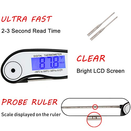 Meat Thermometer for Grilling, Digital Meat Thermometer Oven Safe with Timer for Smokers