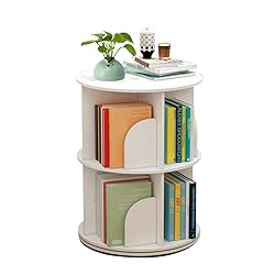 BJTDLLX Rotating Bookshelf, 2 Tiers Freestanding