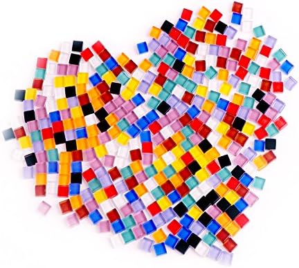 CCTVMTST 320 Gram/ 378 Pieces Assorted Colors Mosaic Tiles Stained Glass for Home Decoration Crafts Supply, 1x1cm