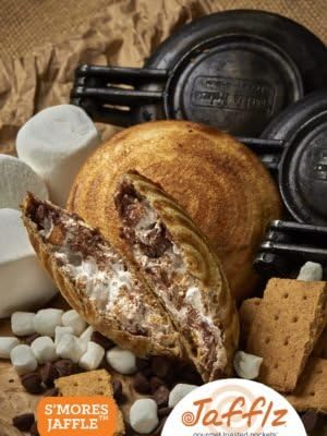 Jafflz Ready-to-Eat Pre-Made Sandwiches Healthy Breakfast Sandwiches Frozen Gourmet Frozen Appetizers Toasted Pocket Sandwiches - 12 Count (S'Mores Jaffle)