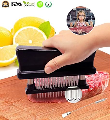 Meat Tenderizer Needle, Professional Kitchen Injection Tool Better Than Meat Powder Hammer Mallet Machine, Tenderizing for Turkey, Steak, Beef, Pork, Fish, 48 Stainless Steel Blades