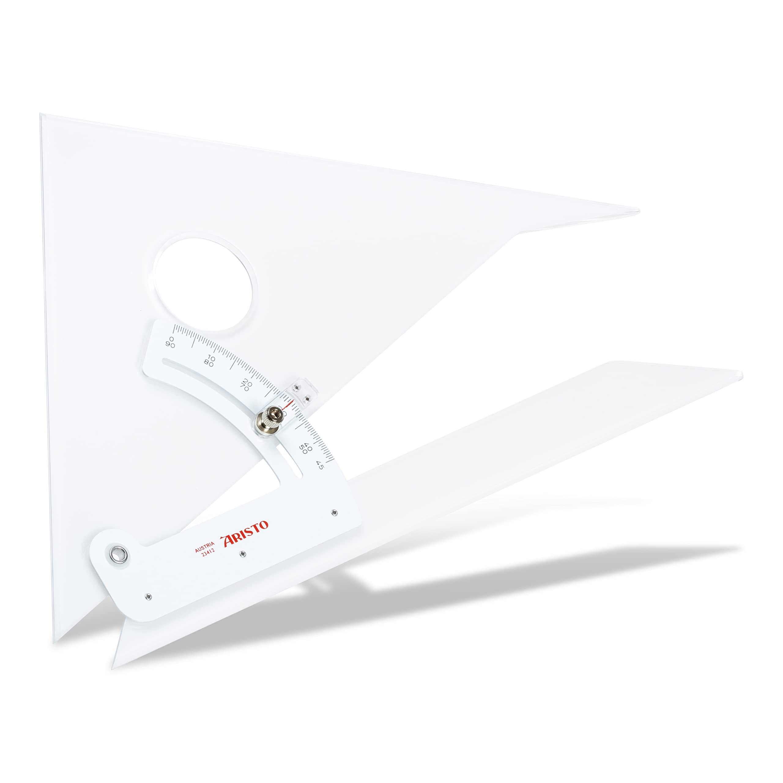 Aristo 12-Inch Folding Square - Transparent Plexiglas with Facets - 30 cm Cathetus - Single Piece Construction