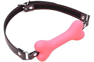 Silicone Sex Gags Muzzles, BDSM Restraints Toys Bondage Ball Gag for Sex Games, Dog Bone Gag for SM (Pink)