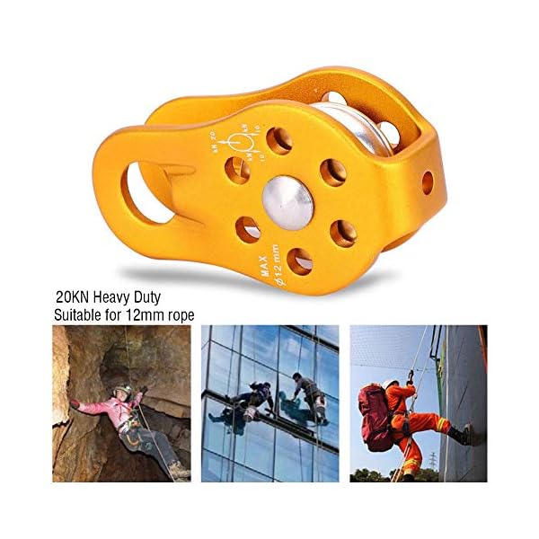 Bergsteiger Riemenscheibe Kletterseil Riemenscheibe Baumpfleger Baumklettern 20KN Fixed Side Aluminium Magnesium Alloy… – Bild 6
