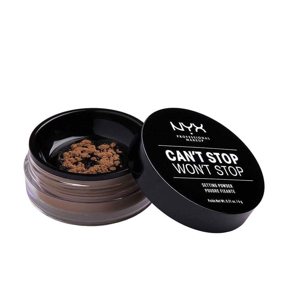 NYX Professional Makeup Can't Stop Won't Stop Setting Powder, Loose Format, Matte Finish, Oil Absorbing, Vegan Formula, Shade: Medium Deep