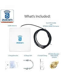 AVACOM largo alcance Wifi Extender Panel Antena para cámara IP inalámbrica y Router 2,4 gHz 14dBi Antena direccional 802.11b g n, SMA conector macho con adaptador
