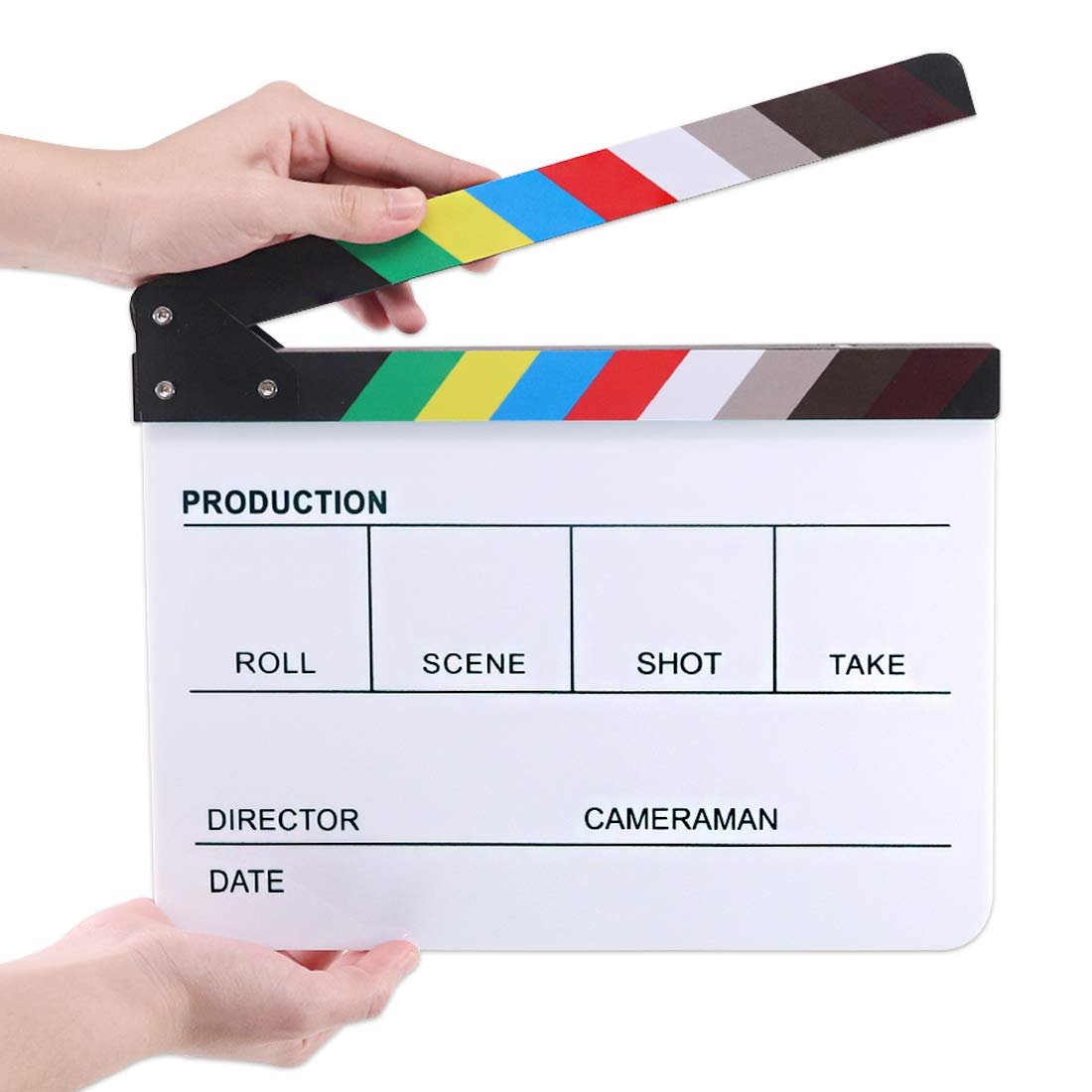 Hilitchi Acrylic Plastic Slate 25x30cm/10x12" Dry Erase Director's Film Clapboard Cut Action Scene Clapper Board Slate with Color Sticks