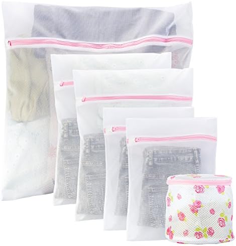 VIIER Set of 6 Laundry Wash Bags, Durable Laundry Travel Wash Bags with Zipper