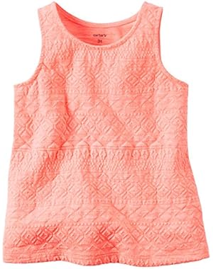 Girl's Orange Textured Puff Print Tank Top (3 Months)