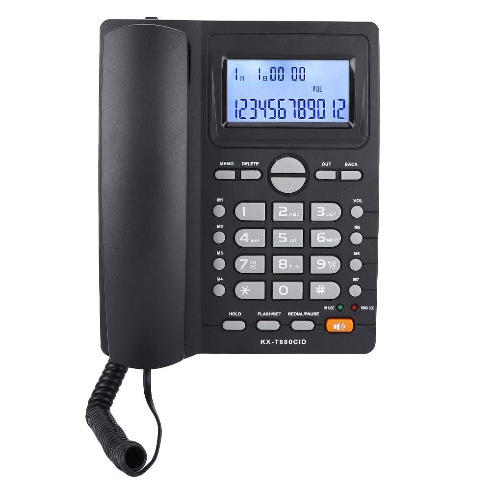 Corded Telephone with LCD Display and Speakerphone with Answering Machine for Telephone Calculator (Black)