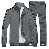 INVACHI Men's Casual 2 Pieces Athletic Full Zip Sports Sets Jacket & Pants Active Fitness Sweat Tracksuit Set