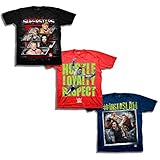 WWE Boys' Big Boys' 3 Pack T-Shirt Bundle, Black/Red/Navy, S-8