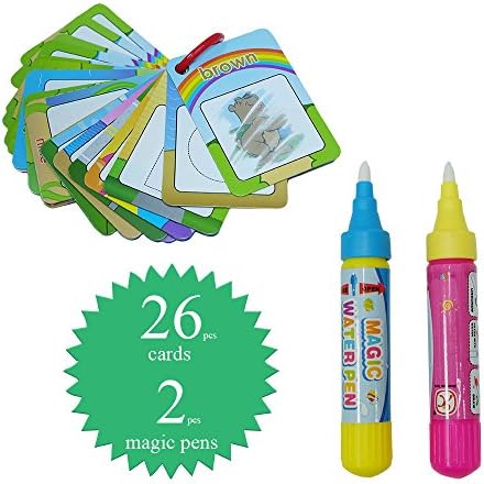 Toybrilla Sight Words Flash Cards Water Magic Colors Numbers Shapes Sentences Reusable Water painting Cards Coloring Padwith Pens for toddlers