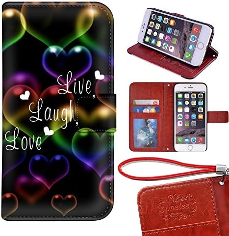Memoly Shop Case Live Laugh Love Quotes Pattern iPhone 6 Plus/6s Plus 5.5 PU Leather Wallet Case with Card Holders