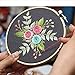 Full Range of Embroidery Starter Kit with Pattern, Kissbuty Cross Stitch Kit Including Embroidery Cloth with Floral Pattern, Bamboo Embroidery Hoop, Color Threads and Tools Kit (Black Flower)
