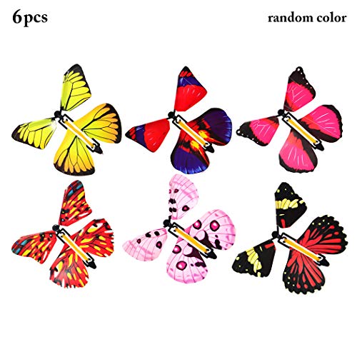 B bangcool Magic Flying Butterflies Rubber Band Powered Funny Wind Up Butterfly Toy Fairy Toy Surprise Gift (6Pcs) - Thumbnail 7