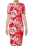 Zeagoo Knee Length Floral Print Design Fitted Bodycon Midi Dress