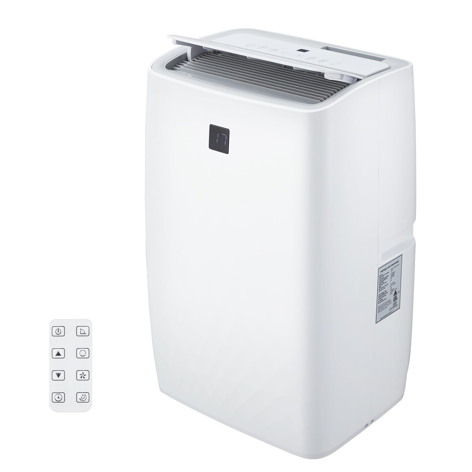 Photo 1 of 14,000 BTU Portable Air Conditioners, Cools Up to 750 Sq.Ft, Auto-Evaporation Low Noise, 3-in-1 Portable AC Unit with Remote Control Fits for Large Room, Office, Garage, White