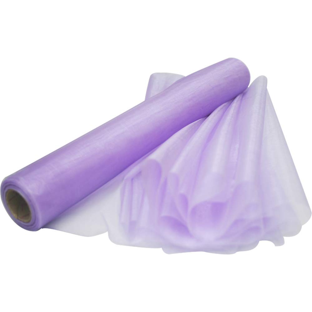 Time to Sparkle 2PCS 26M x 29cm Sheer Organza Roll Sash Fabric Table Runner Sashes Chair Cover Bows Swags Wedding Party (Lavender)