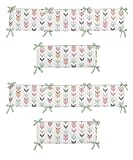 Sweet Jojo Designs Grey, Coral and Mint Woodland Arrow Collection Baby Girl Crib Bumper