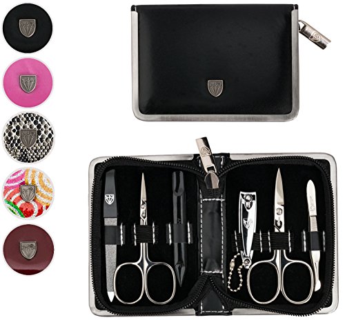 3 Swords Germany â€“ brand quality 6 piece manicure pedicure grooming kit set for professional finger & toe nail care scissors clipper genuine leather case in gift box, Made in Solingen Germany (xxx)