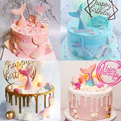 Seashell Mermaid Tail Mold - BEBEEPOO 4 Pack Seahorse Seashell Starfish Mermaid Tail Silicone Mold for Under The Sea Cake Decoration, Chocolate, Candy, Polymer Clay, Cupcake Decor, Sugar Craft, etc.