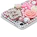 iPod Touch 6th Generation Case - Mavis's Diary 3D Handmade Luxury Bling Pink Flowers with Cute Bow Shiny Crown Diamonds Clear Case Hard Cover For iPod Touch 6th Generation with Dust Plug & Crystal Pen