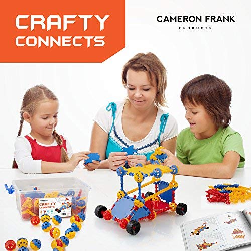 STEM Learning Toys for Boys and Girls Age 3 4 5 6 7, Crafty Connects Construction Building Set for Kids, Educational Childrens Birthday Gift; Creative Engineering Activities (408 Piece Set)