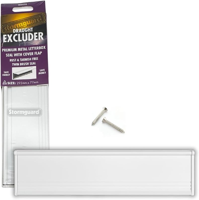 White Letter Box Cover Brush Flap Internal External Aluminium