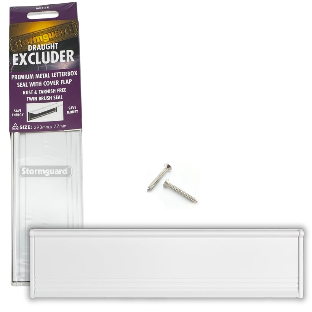 Letter Box Cover with Brush & Flap for Internal OR External Use - White Finish