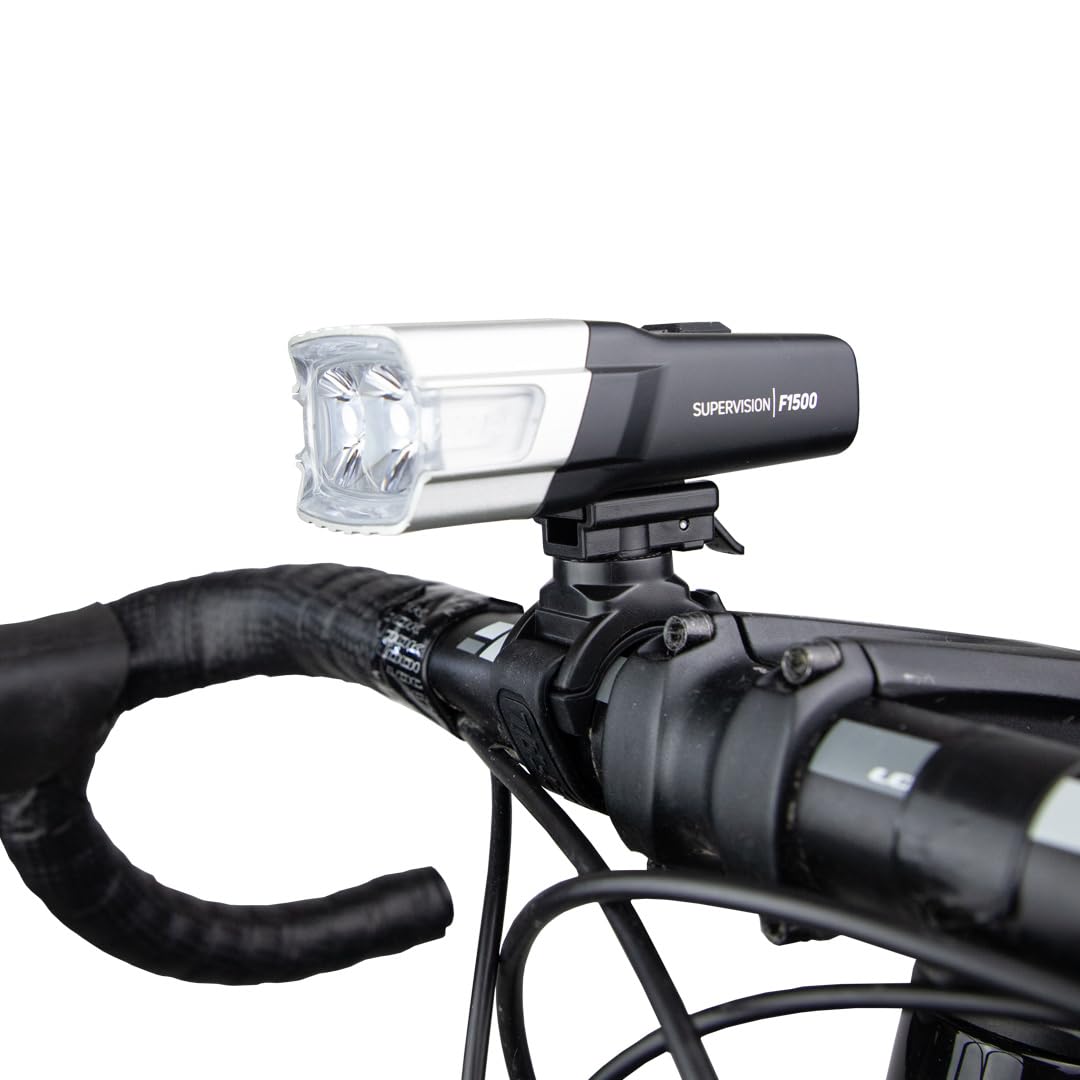 ZEFAL Supervision F1500 LED Front Light - Front Bike Light - Rechargeable USB-C Bike Light - Powerful LED Bike Light - 5 Lighting Modes - Bicycle Headlight 1500 Lumens, Black