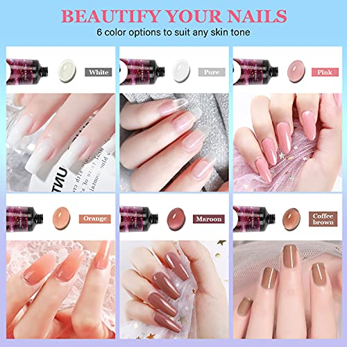 GEJRIO Poly Gel Nail Kit with UV Lamp, Poly Gel Kits with 6 Colors, Gel Base and Top Coat, Nail Art Supplies, All in One Extension Builder Gel for Nails for Professional and Beginner DIY at Home