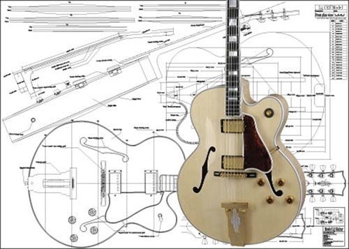 Plan of L5 Archtop Electric Jazz Guitar - Full Scale Print