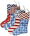HUAN XUN 4 Burlap Christmas Stockings Decorations - 4 Pcs Set Print Fireplace Decor Large