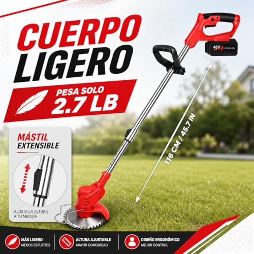 Podadora de Pasto, Desbrozadora Electrica 3en1, Cortadora de Pasto Portátil Plegable, Ángulo Ajustable de 90°, Tres Tipos de Cuchillas, para Cortar El Césped y Podar Las Flores