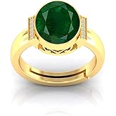 LMDPRAJAPATIS 6.25 Carat Natural Emerald 1 Micron Gold Plated 10X8 MM Oval Ring With Lab Certificate