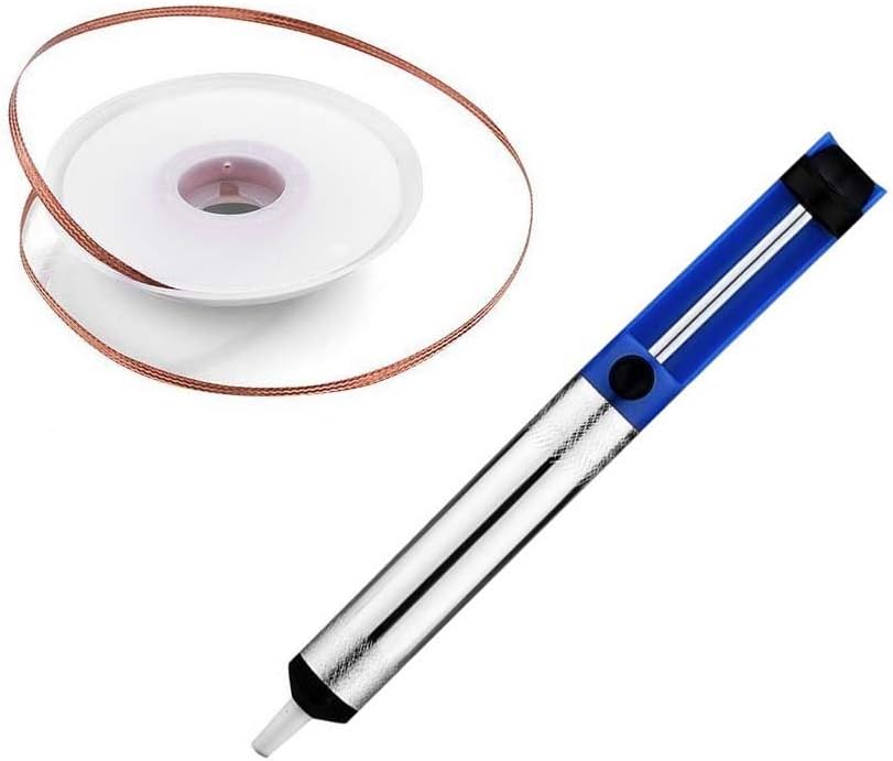 Jwqidi Desoldering Pump Sucker Tool with Desolder Braid Wire(Length 1.5 m/Width 2.5 mm)
