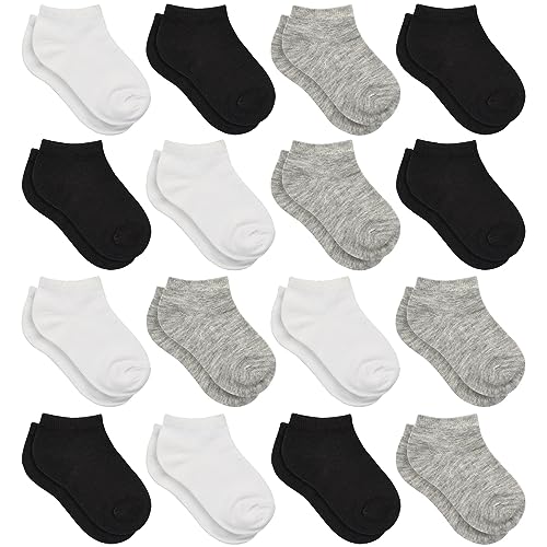 Toddler Socks, 16 Pairs Low Cut No Show Ankle Set for Boys Girls Kids (1-14 Years Old)