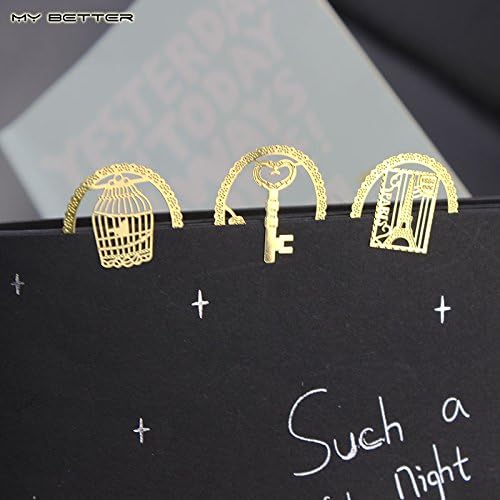 3pcs Cute Gold Metal Bookmark Fashion Birdcage Crown Cat Clips for Books Paper Creative Products Stationery