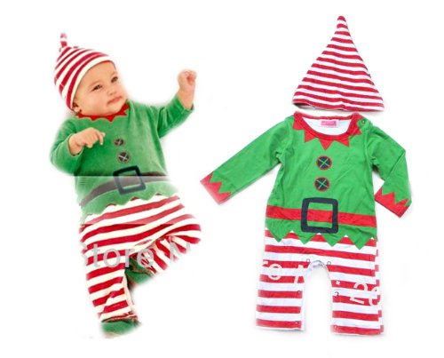 SOPO Baby Boys Christmas Costume Cute Romper Jumpsuit & Hat 6-24m