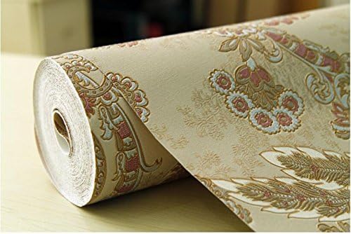 3D Golden Peacock Feather Thick Wallpaper Embossed PVC Embroidered Background Wallpaper 0.53 10m , 65f103