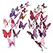 Mudder 3D Butterfly Stickers Wall Stickers for Home, Room Decoration, 24 Pieces (Purple Red)