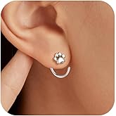 Paw Print Earring Half Hoop Earrings for Women 925 Sterling Silver Open Huggie Hoop Earrings Cute Puppy Dog Cat Pet Huggie Earring C Hoop Comfy Earrings Hypoallergenic for Wife Daughter Birthday Gifts