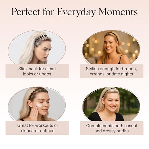 Kitsch Zig Zag Headbands for Women – Fashion Accessories for Slicked Back Styles - Comfortable Wavy Headbands | Comb Headband with Teeth | Ideal Gifts for Women - Black and Tortoise - 2 pcs